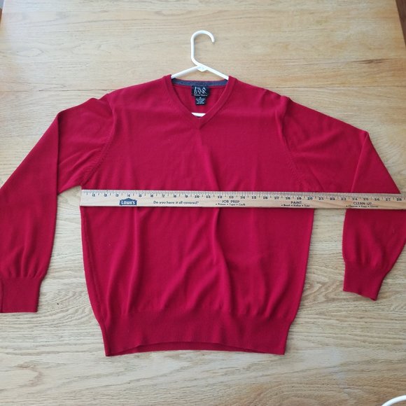 JOS A BANK Signature Collection Mens Red Merino Wool Sweater M EUC - Picture 4 of 7